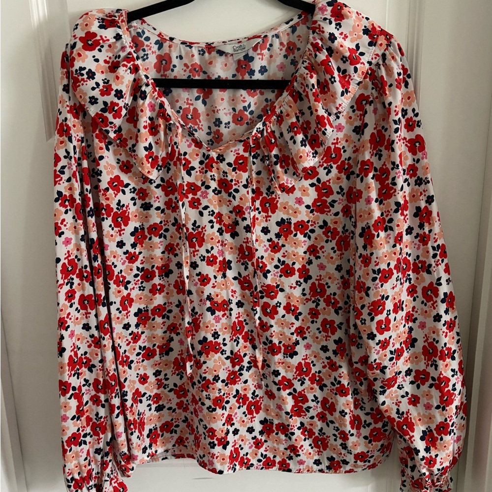 Croft & Barrow Floral Blouse - Red, Blue, and White